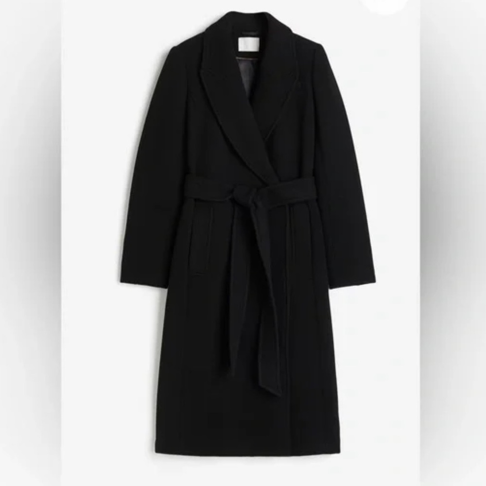H&M Black Wool Trench Coat